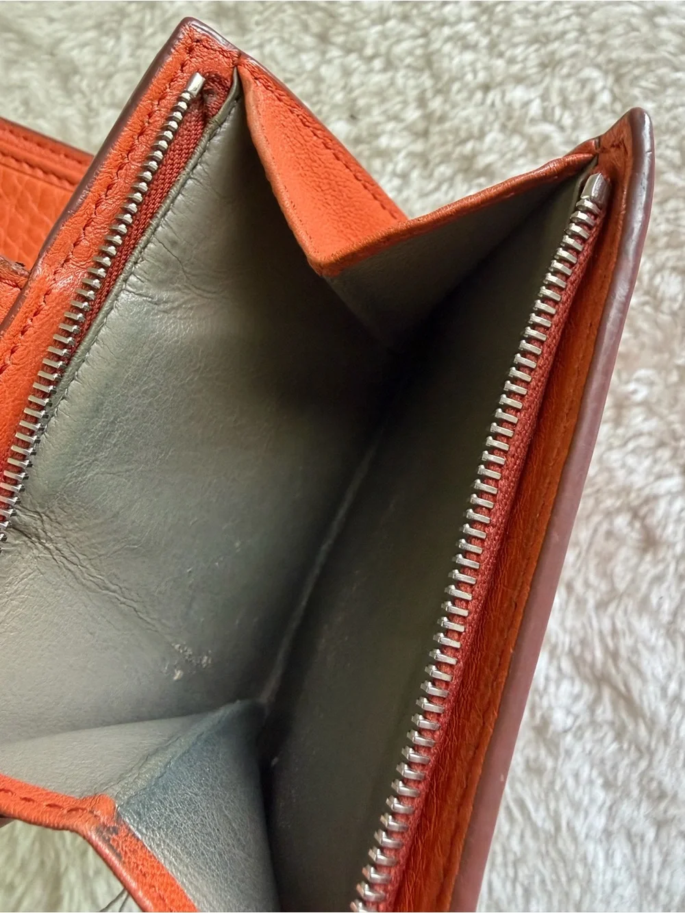 Hirofu made in Italy Orange Leather Women's Snap Wallet - Designer Embossed Logo